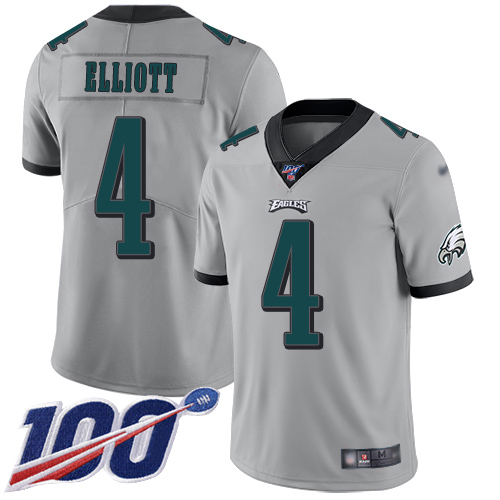 Men Philadelphia Eagles #4 Jake Elliott Limited Silver Inverted Legend NFL Jersey 100th Season Football